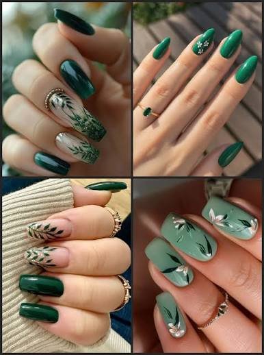 green fall nails